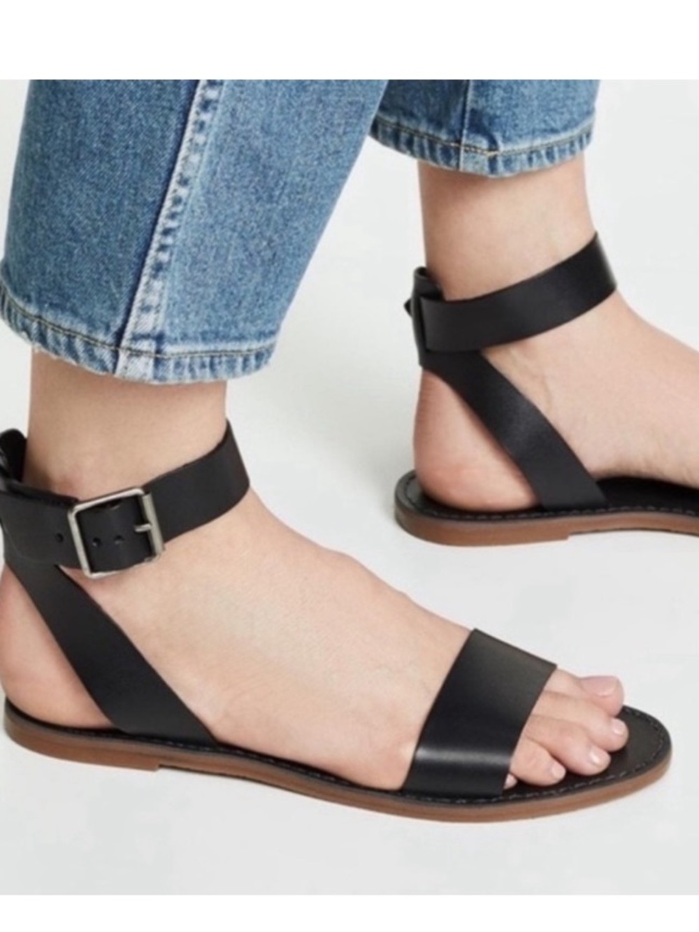 Madewell Boardwalk Ankle Strap Sandal Black Sz 9